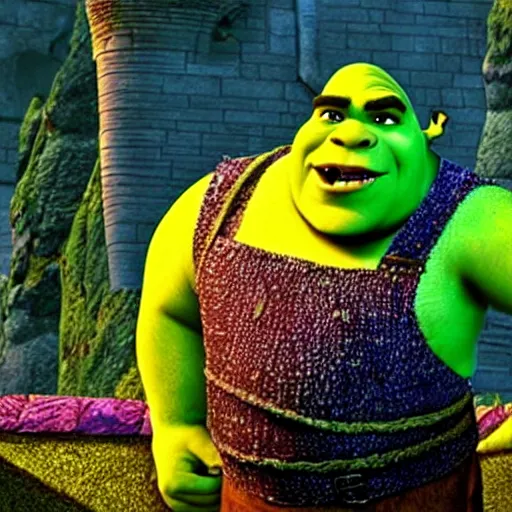 Image similar to a still from dreamworks shrek 2 0 0 1, shrek is angry about his taxes