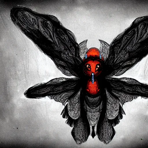 Prompt: mothman old photo, digital art