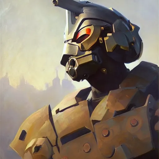 Image similar to greg manchess portrait painting of armored claude monet as overwatch character, medium shot, asymmetrical, profile picture, organic painting, sunny day, matte painting, bold shapes, hard edges, street art, trending on artstation, by huang guangjian, gil elvgren, ruan jia, randy vargas, greg rutkowski