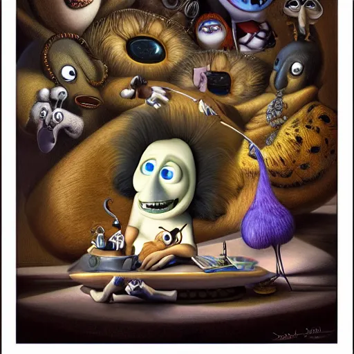 Prompt: surrealism by Greg Craola Simkins , pixar