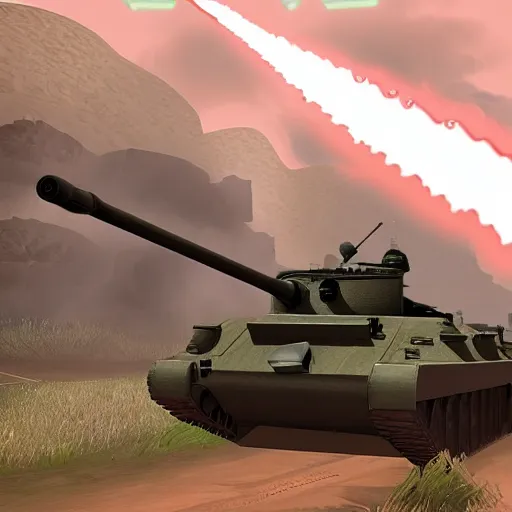 Prompt: a tank fighting a war, vector video game