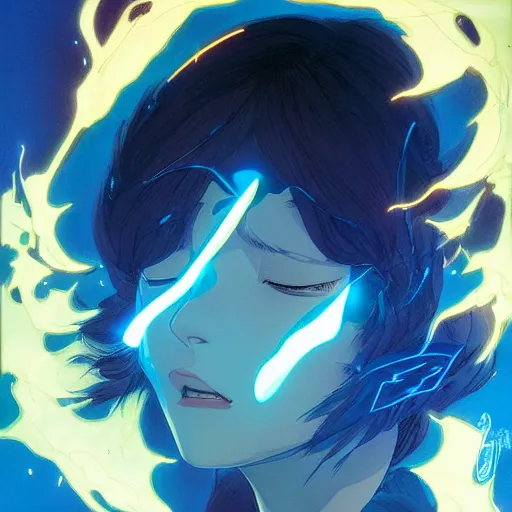 Image similar to prompt : azure lightning portrait soft light painted by james jean and katsuhiro otomo and erik jones, inspired by evangeleon anime, smooth face feature, intricate oil painting, high detail illustration, sharp high detail, manga and anime 1 9 9 9