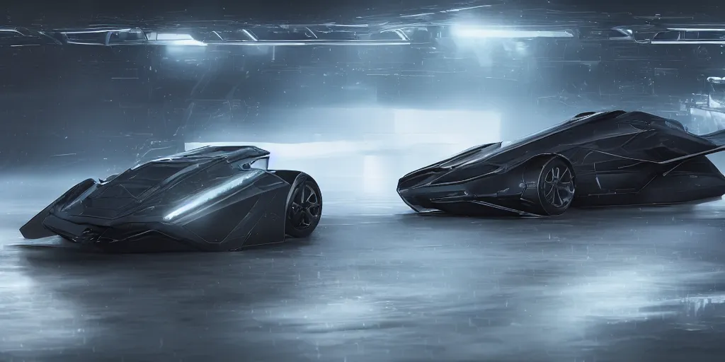 Prompt: a dark glass and plastic surface box shaped vehicle, scifi flying vehicle, bladerunner 2 0 4 9, peugeot prestige, armour plates, side lighting, air conditioner, washing machine, pininfarina, hard surface, studio lighting, unreal engine 5, light background