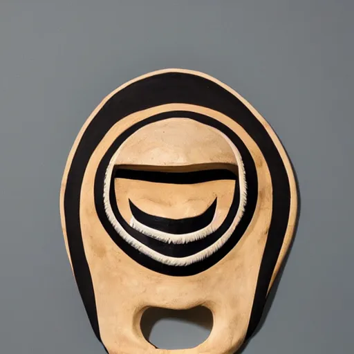 Image similar to symmetrical product photograph of a tribal mask made from bone and obsidian