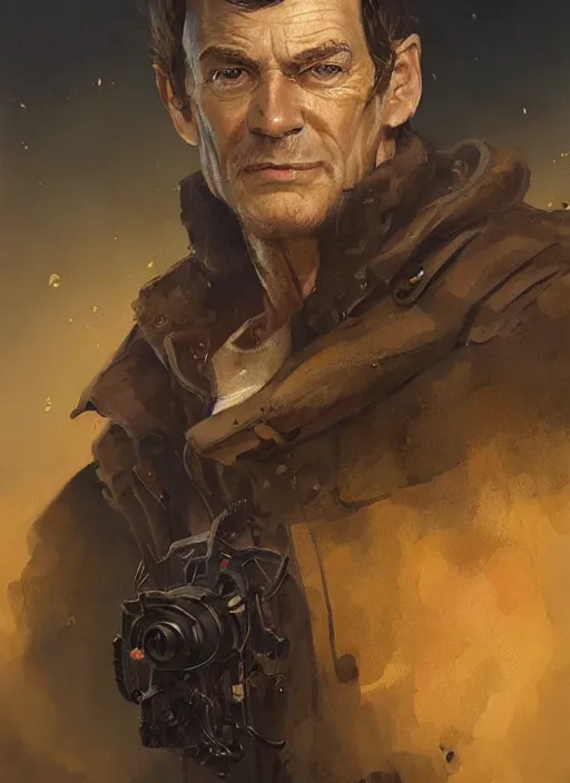 Image similar to a portrait of sam vimes, beautiful painting with highly detailed face by greg rutkowski and magali villanueve