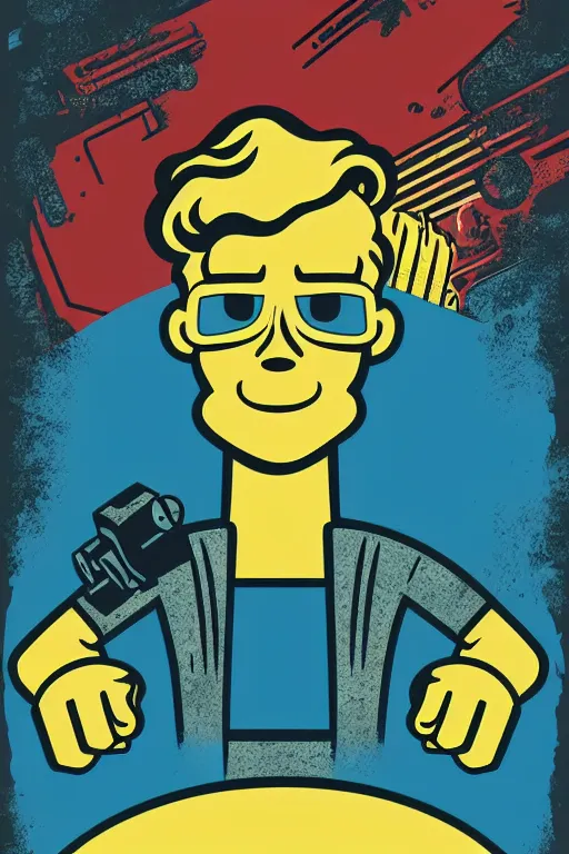 Image similar to fallout 7 6 retro futurist illustration art by butcher billy, sticker, colorful, illustration, highly detailed, simple, smooth and clean vector curves, no jagged lines, vector art, smooth andy warhol style