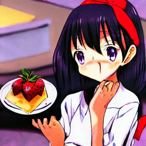 Image similar to anime girl eating dessert