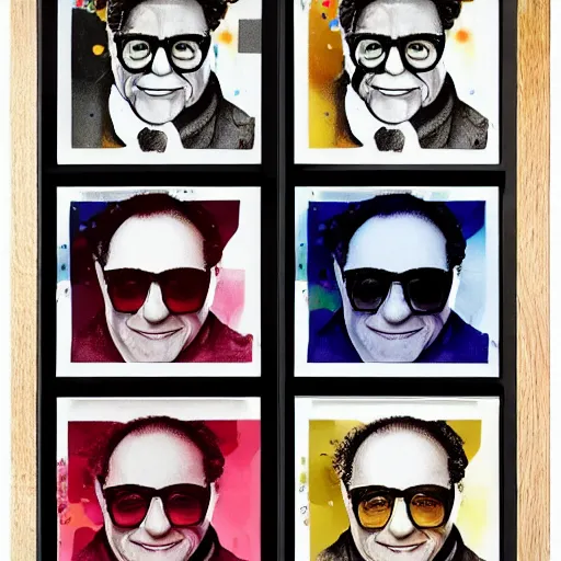 Image similar to variety pack of danny devito mugs , codex, rich colored ink, detailed, cinematic,