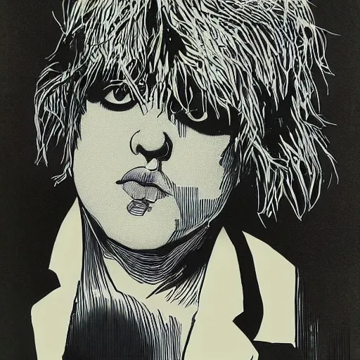 Image similar to robert smith, portrait, by guido crepax