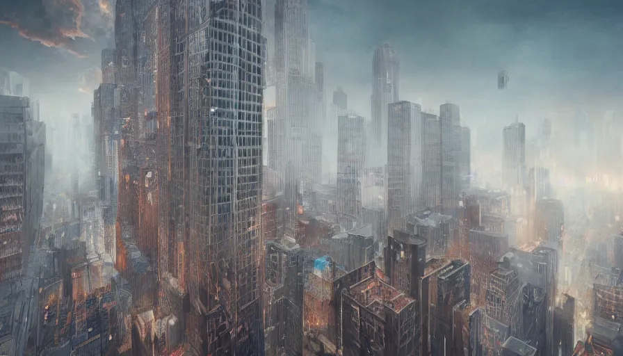 Image similar to Building about to fall in Chicago, hyperdetailed, artstation, cgsociety, 8k