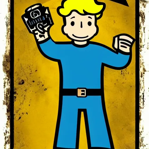 Image similar to fallout 4 info poster of vault boy holding uranium