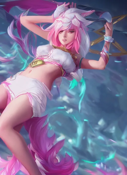 Image similar to ahri, from league of legends, pink heart skill, hyper detailed, digital art, trending in artstation, cinematic lighting, studio quality, smooth render, unreal engine 5 rendered, octane rendered, art style by klimt and nixeu and ian sprigger and wlop and krenz cushart