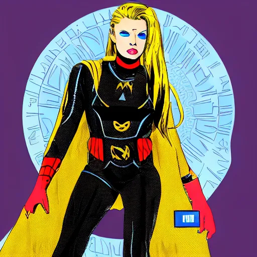 Prompt: Billie Ellish as Marvel Studios superhero