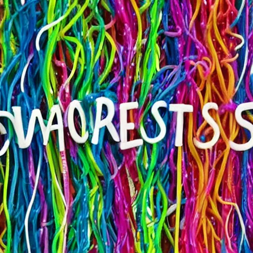 Image similar to words made of silly string