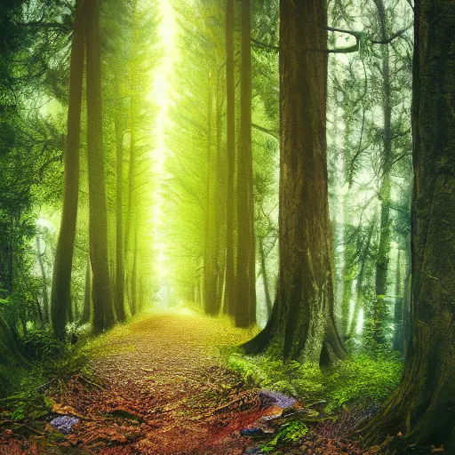 Prompt: A photograph of a tree walking in the forest, very detailed, 8k, ultrarealistic, fantasy