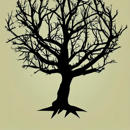 Prompt: tree only with branches, illustration, very detailled, black