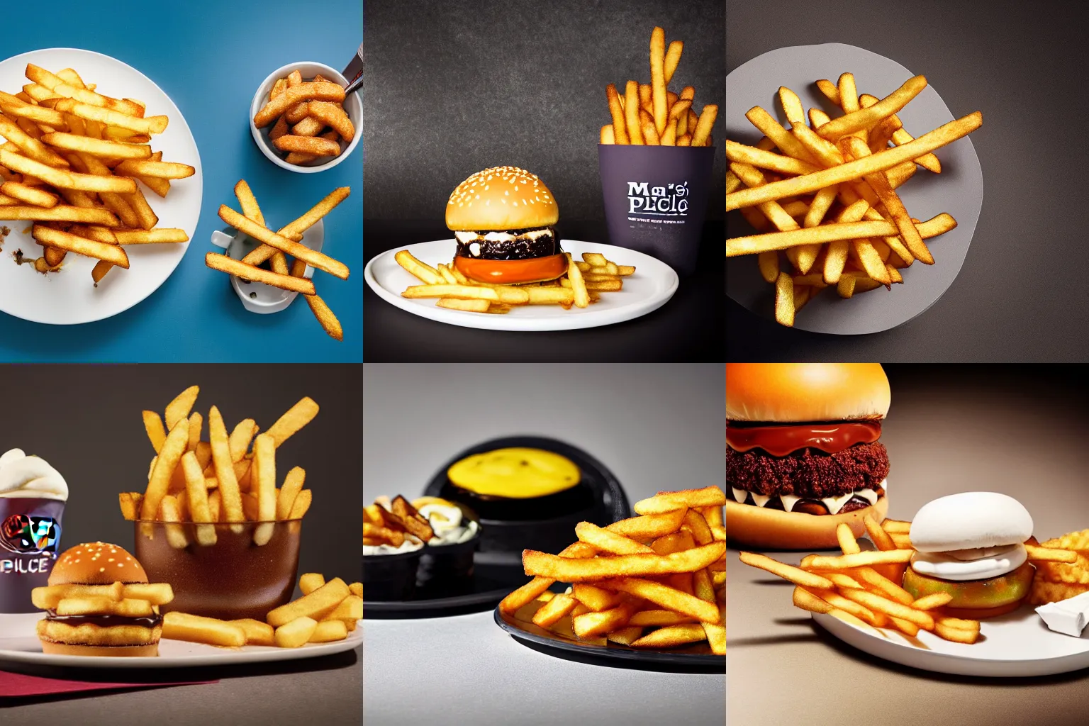 Image similar to a new pickle - based dessert at mcdonald's with a side of marshmallow fries, advertisement, food photography, studio lighting