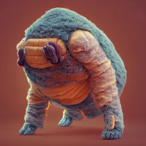 Image similar to Large tardigrade with fuzzy!!!!! fur!!!!!, trending on artstation, photorealistic imagery, heavily detailed, intricate, 4k, 8k, artstation graphics, artstation 3d render, artstation 3d, artstation unreal engine