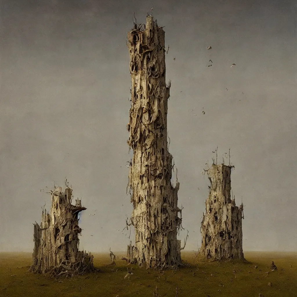 Prompt: a single colorful! fungus tower white! clear empty sky, a high contrast!! ultradetailed photorealistic painting by franz sedlacek, jan van eyck, simon stalenhag, hard lighting, masterpiece