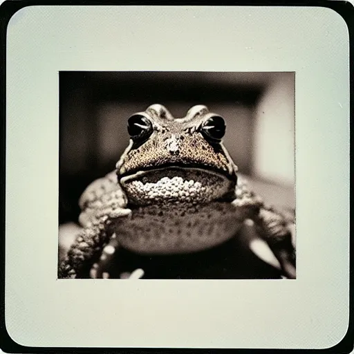 Prompt: stacked toads, polaroid photo,