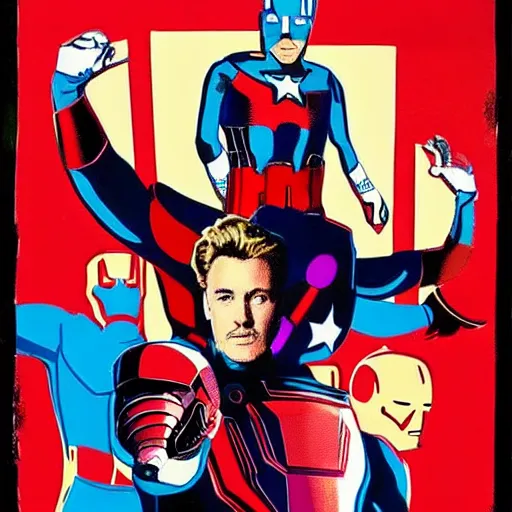 Image similar to Poster of the Avengers movie by Andy Warhol