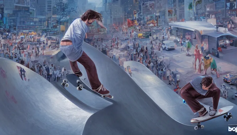 Image similar to jesus christ skateboarding, billboard image, hyperdetailed, artstation, cgsociety, 8 k