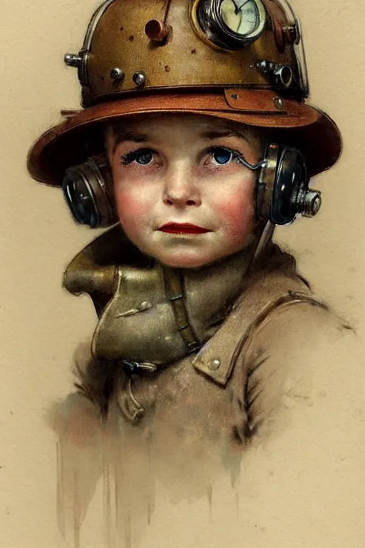 Prompt: ( ( ( ( ( 1 9 5 0 s retro future 1 0 year old adventurer in steampunk costume face portrait. muted colors. ) ) ) ) ) by jean - baptiste monge!!!!!!!!!!!!!!!!!!!!!!!!!!!!!!