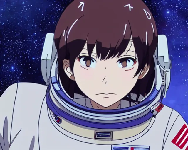 Prompt: anime visual of a female astronaut ; official media ; animated by hajime yatate ; by shinichiro watanabe