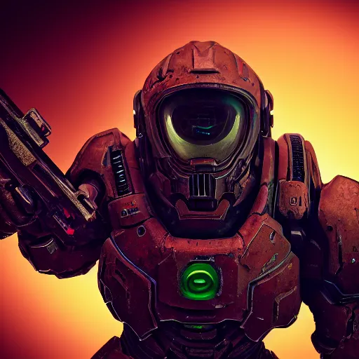 Prompt: Doom slayer, XF IQ4, 150MP, 50mm, f/1.4, ISO 200, 1/160s, natural light, Adobe Photoshop, Adobe Lightroom, DxO Photolab, polarizing filter, Sense of Depth, AI enhanced, HDR