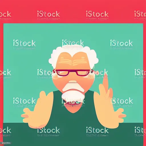 Prompt: a vector art illustration of an old man who is confused about the cost of living crisis