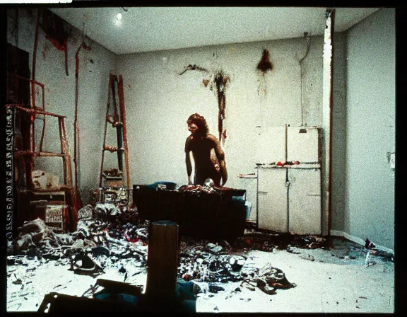 Image similar to medium size room with figure film still 1 9 9 2 industrial chaos terror