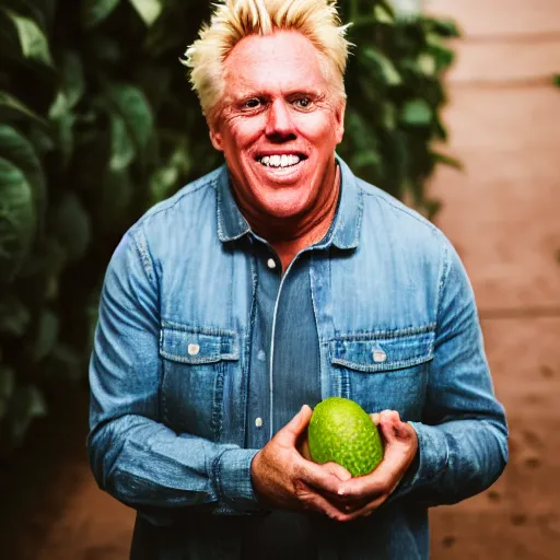 Prompt: a portrait of gary busey as an avocado, canon eos r 3, f / 1. 4, iso 2 0 0, 1 / 1 6 0 s, 8 k, raw, unedited, symmetrical balance, in - frame