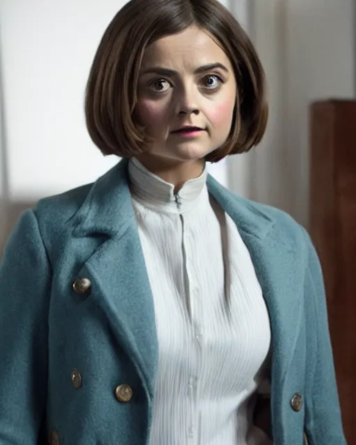 Image similar to Jenna Coleman as the Doctor, velvet frock coat