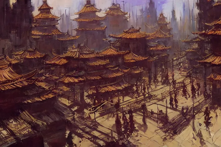 Image similar to wuxia, steampunk city, painting by gaston bussiere, craig mullins, j. c. leyendecker