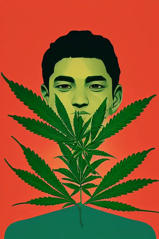 Prompt: marijuana profile picture by sachin teng, miami, organic painting, asymmetrical, interesting, marijuana smoke, matte paint, hard edges, energetic, 3 d shapes, smoke, green, masterpiece