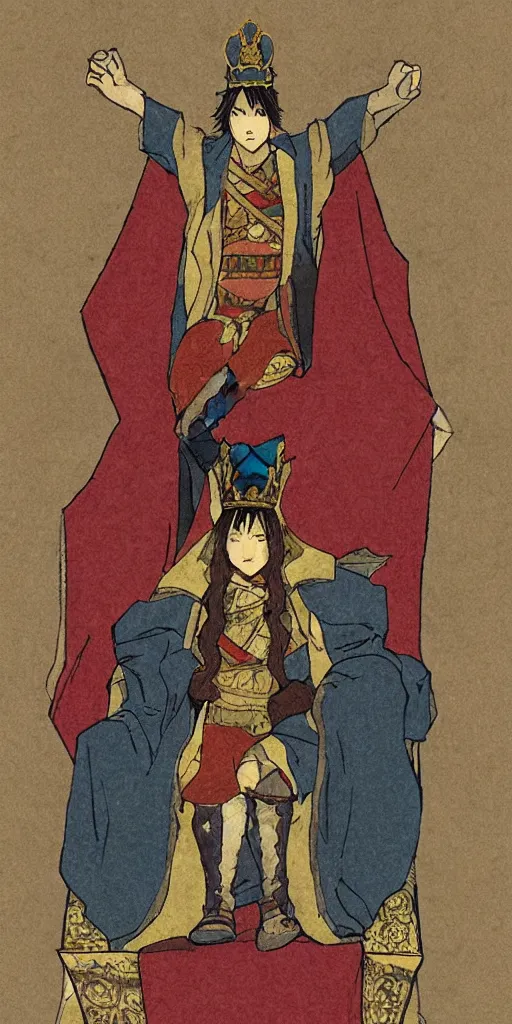 Image similar to a king on a throne drawn by Makoto Yukimura