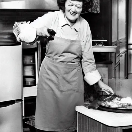 Image similar to color photo cooking show julia child making corndogs