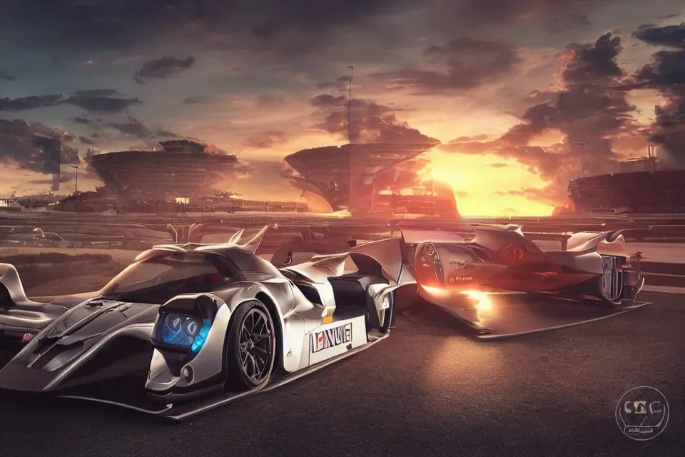 Prompt: Futuristic Hover Car Le Mans Races In Italy Circa Year 10,0000 Designed by Syd Mead and Pininfarina, beautiful sunset, photorealistic, hyperrealistic, octane render, HDR, IG Studios Anime Style