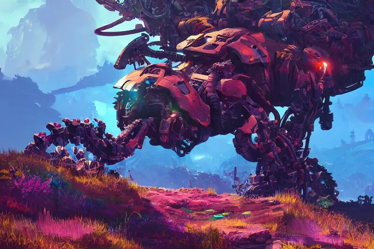 Image similar to clamberjaw machine mecanical creature robot of horizon forbidden west horizon zero dawn bioluminiscence global illumination ray tracing hdr fanart arstation by ian pesty and alena aenami artworks in 4 k