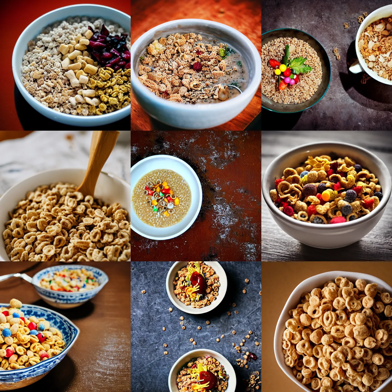 Prompt: a disgusting!!!, gross!!!, foul!!!, nasty!!!, rotten!!! bowl of cereal, high quality food photography