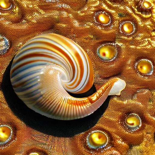 Prompt: snail shell, acrylic paint, cinematic, golden hour, vintage, f / 2. 8, cinecolor, lumen reflections, insanely detailed and intricate, hypermaximalist, elegant, ornate, hyper realistic, super detailed, at the shore