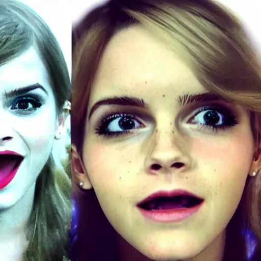 Prompt: a grotesque monster with emma watson's head and emma stome's head and taylor swift's head