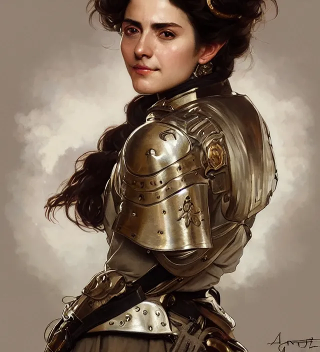 Prompt: portrait of a spanish woman wearing a white traditional nineteenth century military jacket, metal shoulder pauldrons, intricate, highly detailed, digital painting, artstation, concept art, sharp focus, cinematic lighting, illustration, art by artgerm and greg rutkowski, alphonse mucha, cgsociety