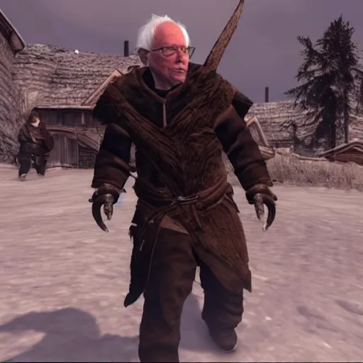 Prompt: Bernie Sanders in Skyrim