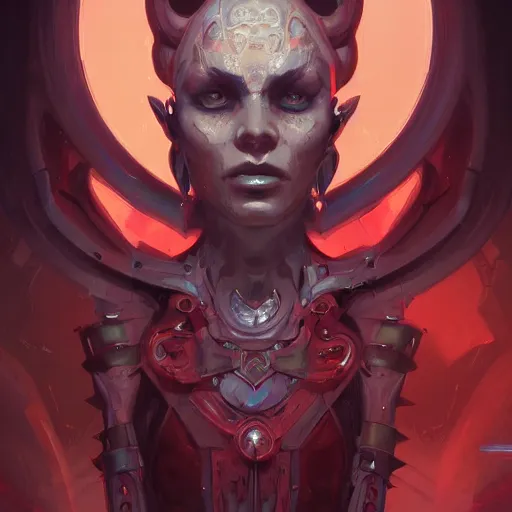 Image similar to a portrait of a satanic cybernetic illuminati occultist, cyberpunk concept art by pete mohrbacher and wlop and artgerm and josan gonzales, digital art, highly detailed, intricate, sci-fi, sharp focus, Trending on Artstation HQ, deviantart, unreal engine 5, 4K UHD image