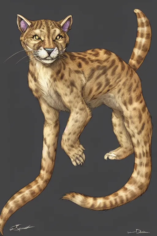 Prompt: a sabertoothed cat furry, female, by don bluth and j. scott campbell, full color digital painting, many small details, artstation trending, artgerm, deviantart featured