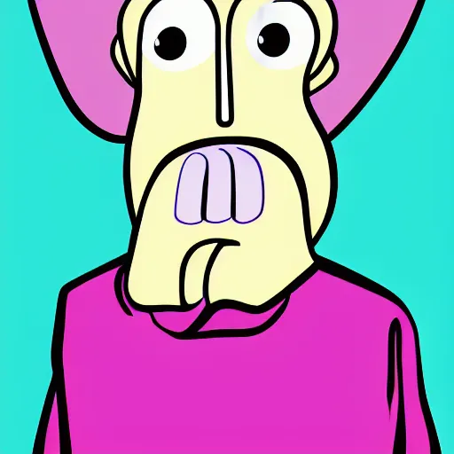 Image similar to handsome squidward, male portrait, colorful, pop art style