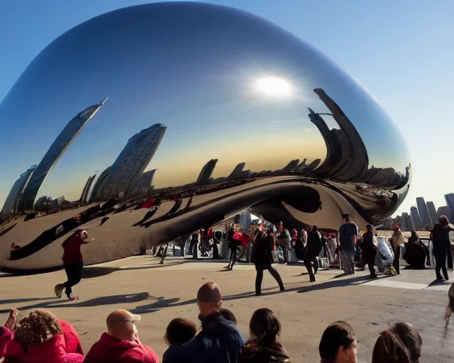 Image similar to the bean in chicago takes flight