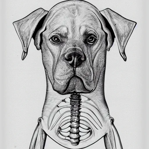 Image similar to cenobite canine anatomical drawing veterinary 1 0 2 4 x 1 0 2 4