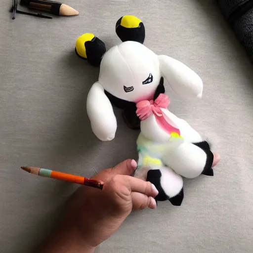 Image similar to cute fumo plush of a girl from the rift, the othercreature of the nether dimension, vray, black and white, melting crayon